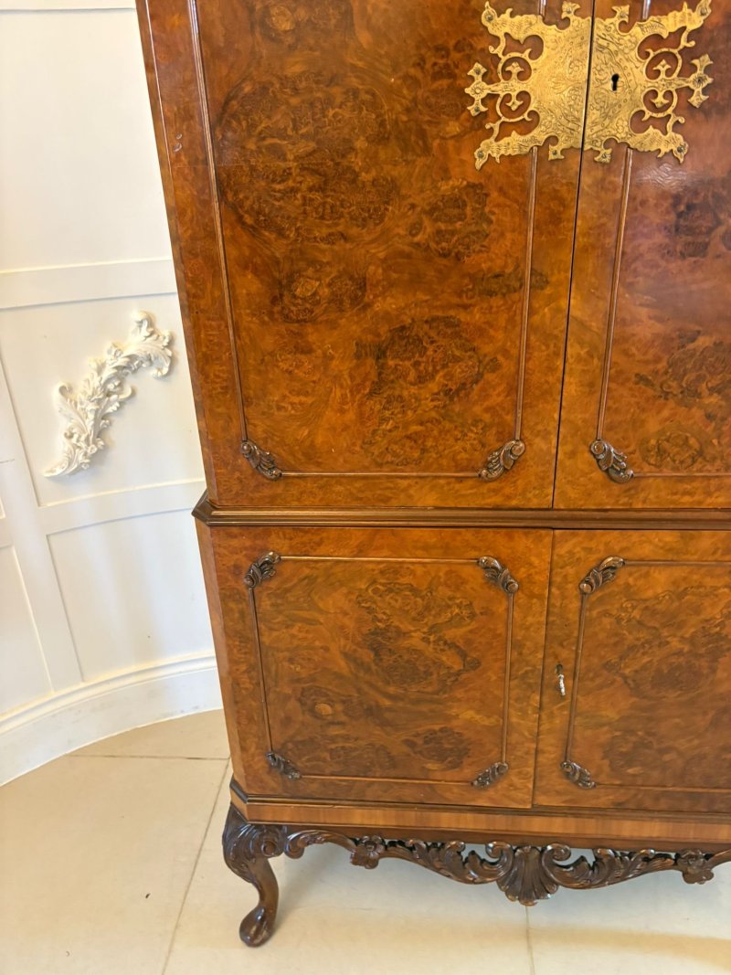 Outstanding Quality Antique Burr Walnut Cocktail Cabinet - Image 11